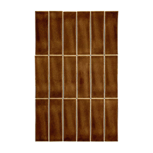 Medium Coffee Glossy Crackle Porcelain Artisanal Tile