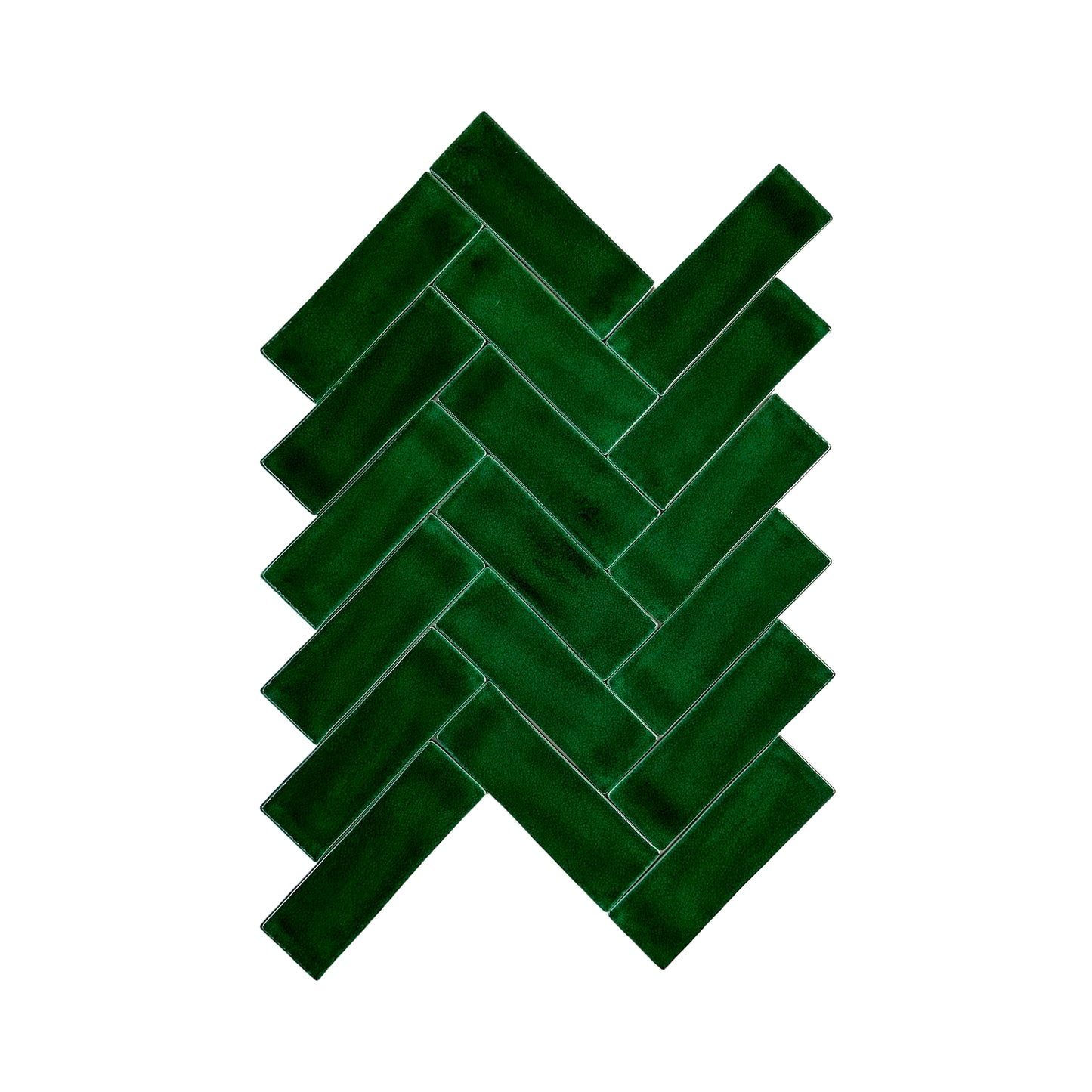 Dark Green Glossy Crackle Porcelain Artisanal Tile