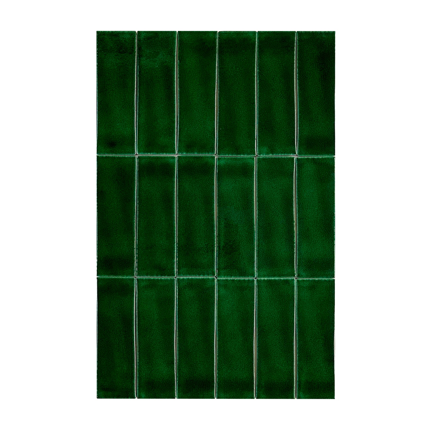 Dark Green Glossy Crackle Porcelain Artisanal Tile