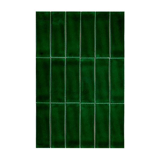 Dark Green Glossy Crackle Porcelain Artisanal Tile