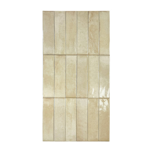 Amalfi Dawn Series  Light Tan Beige Glossy Porcelain Artisanal Tile