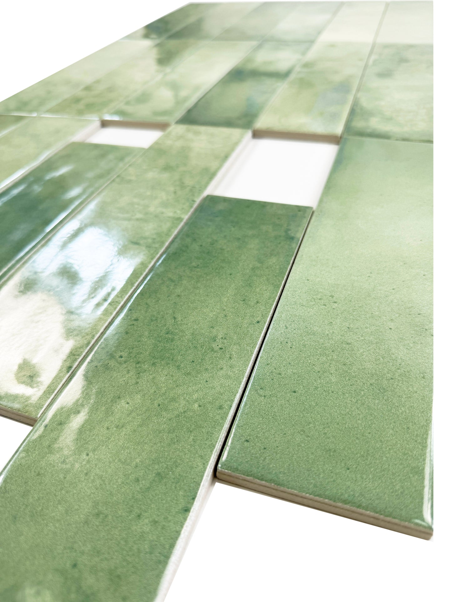 Amalfi Dawn Series  Saga Green Glossy Porcelain Artisanal Tile