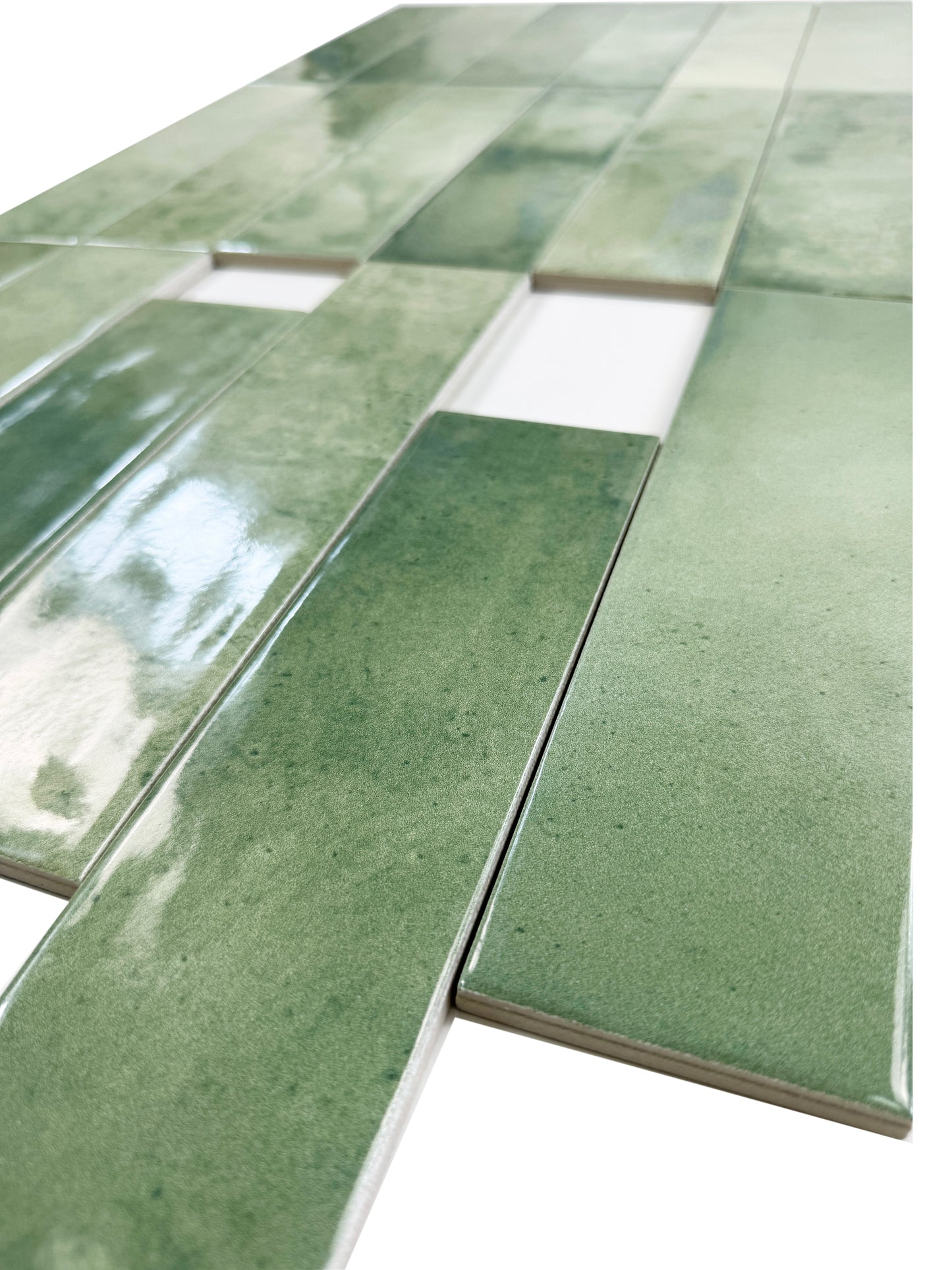 Amalfi Dawn Series  Saga Green Glossy Porcelain Artisanal Tile