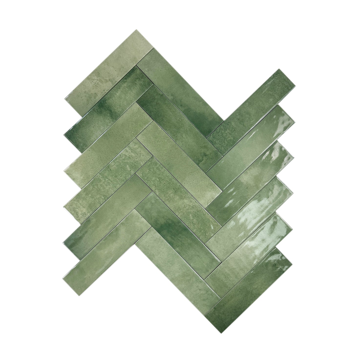 Amalfi Dawn Series  Saga Green Glossy Porcelain Artisanal Tile