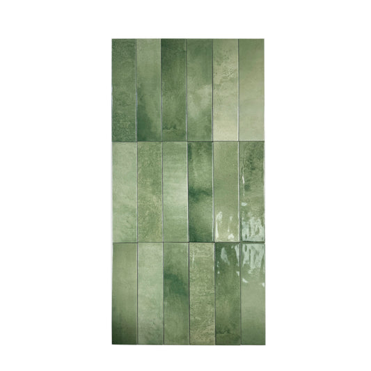Amalfi Dawn Series  Saga Green Glossy Porcelain Artisanal Tile