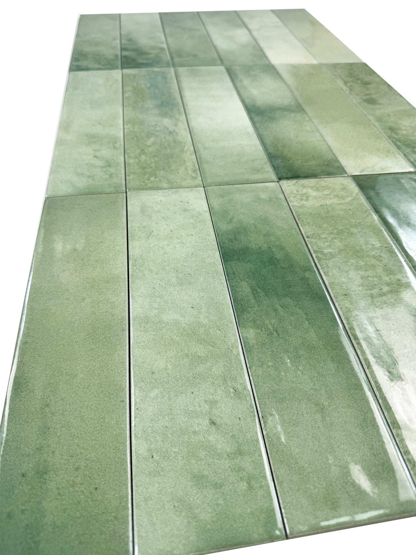 Amalfi Dawn Series  Saga Green Glossy Porcelain Artisanal Tile