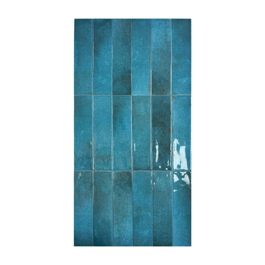 Amalfi Dawn Series  Aegean Blue Glossy Porcelain Artisanal Tile
