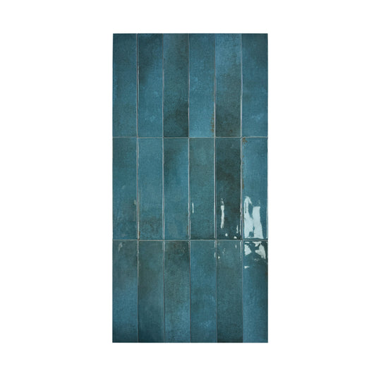 Amalfi Dawn Series  Aegean Blue Glossy Porcelain Artisanal Tile