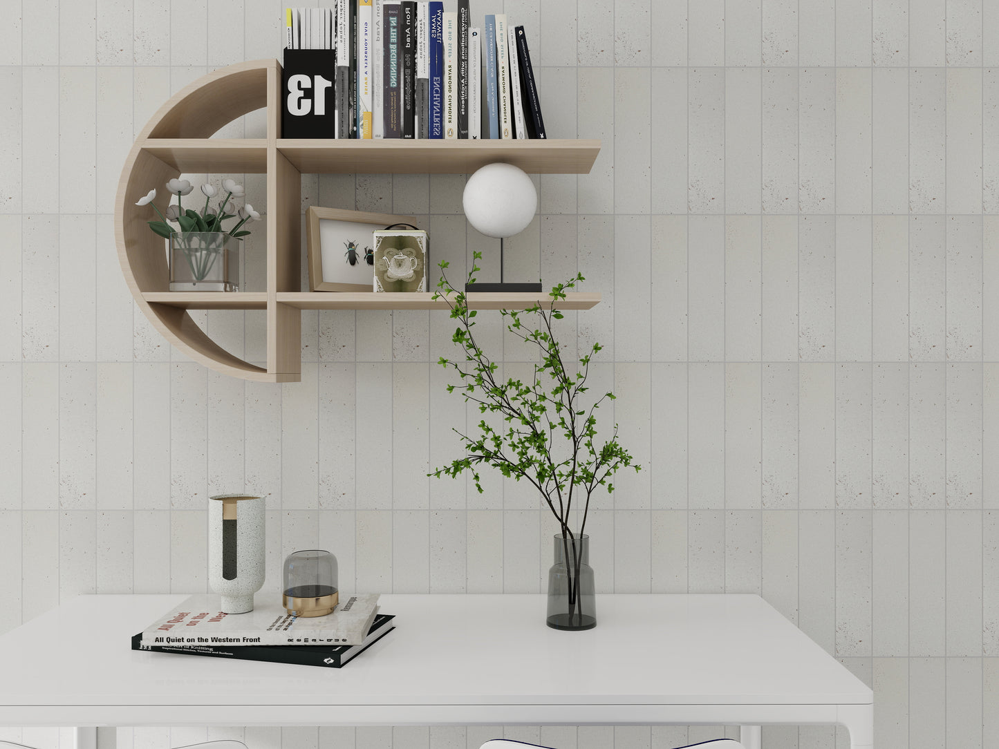 Lustre Vintage Off White Matte Ceramic Artisanal Tile