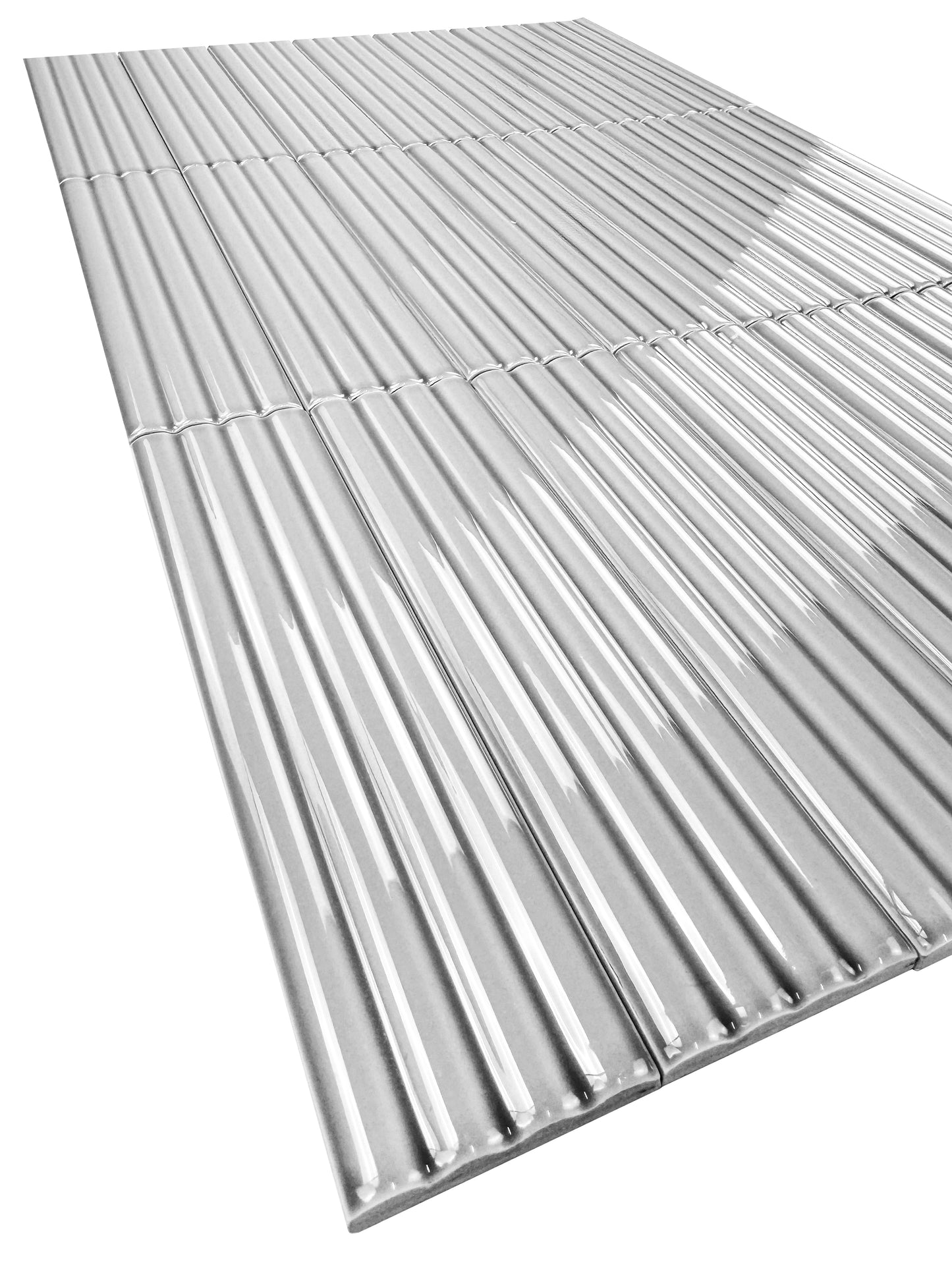 Cool Grey Glossy Ceramic Artisanal Tile