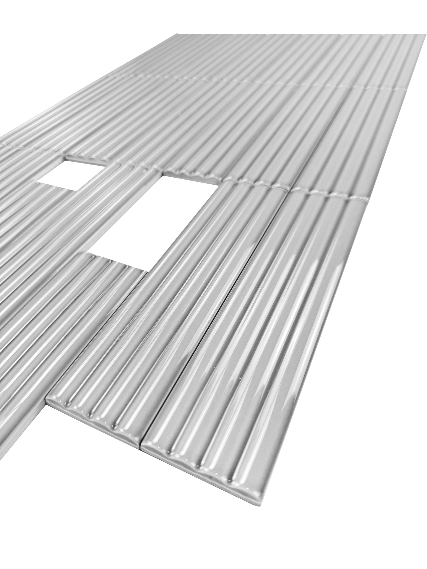 Cool Grey Glossy Ceramic Artisanal Tile