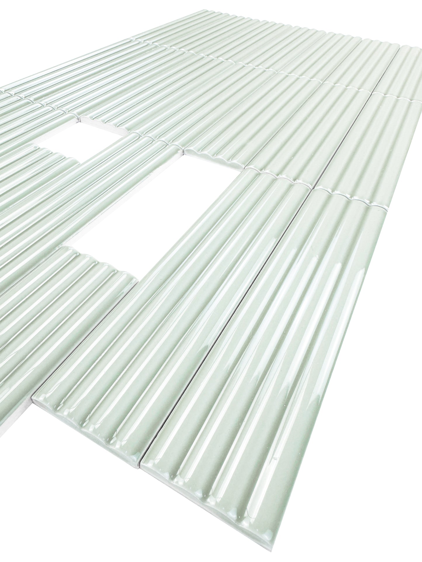 Pale Mint Glossy Ceramic Artisanal Tile