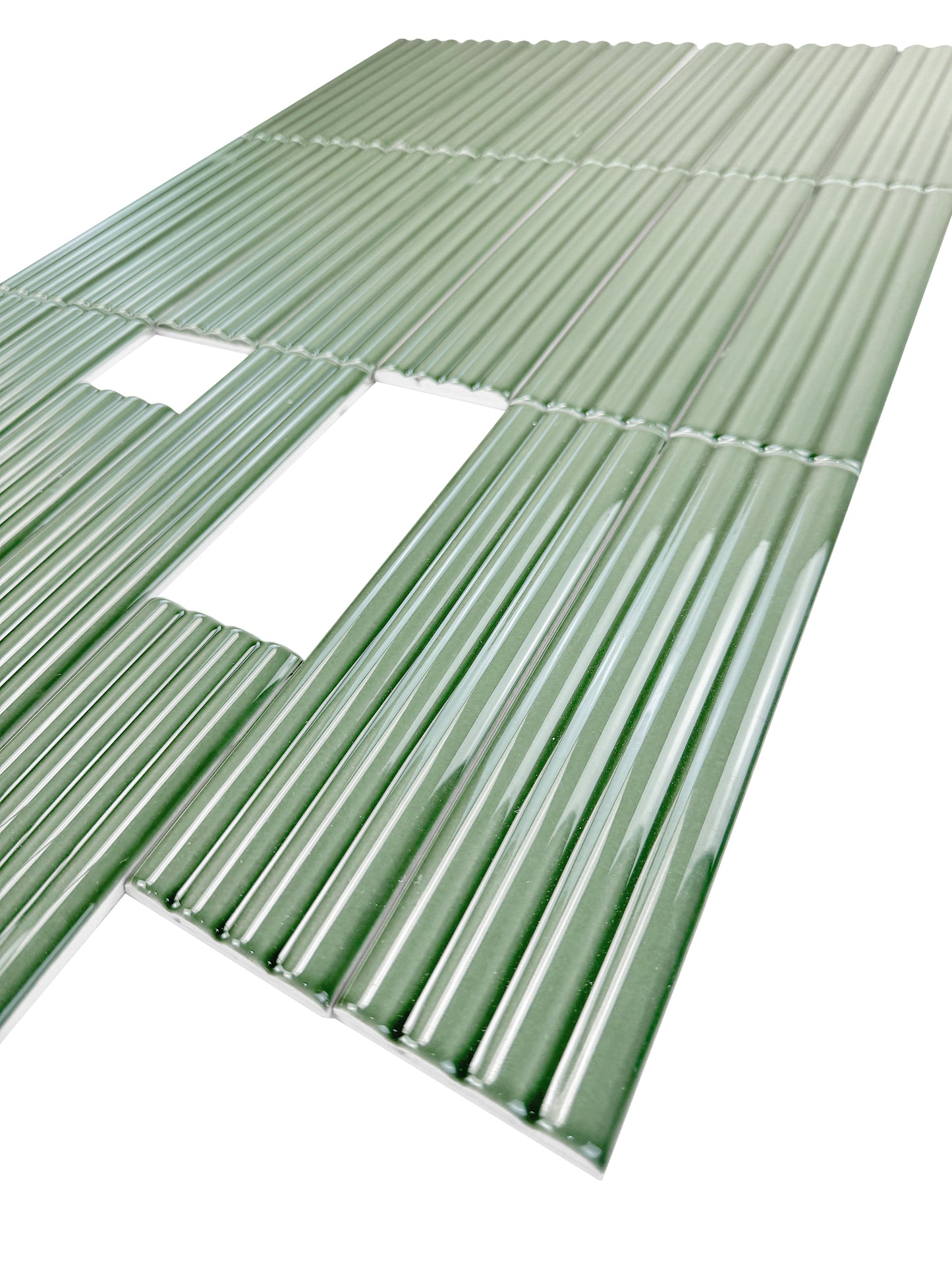Deep Green Glossy Ceramic Artisanal Tile