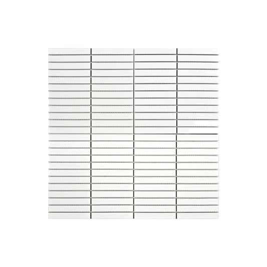 Carrara Lumina Series White Glossy Long Strip  Porcelain Mosaic