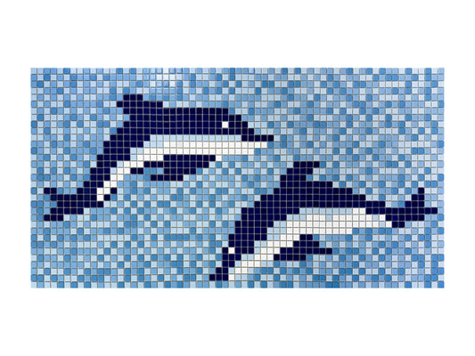 Dolphin Dreams Series Dolphin Pattern Porcelain Mosaic 83304