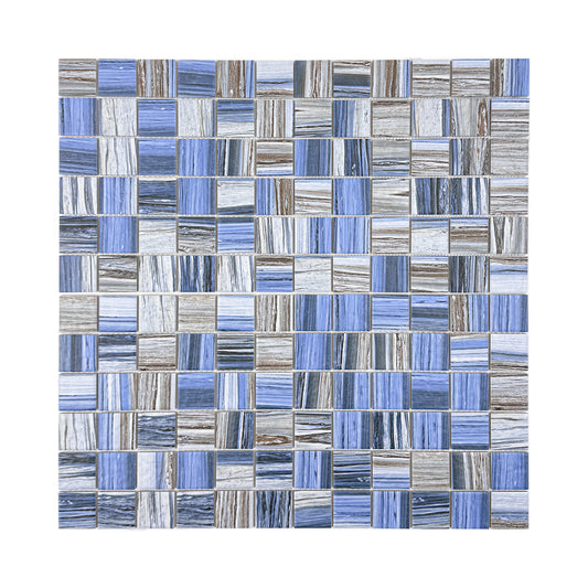 Majestic Naturale Dark Blue & Milky White & Light Grey Mixed Stone Pattern Porcelain Mosaic
