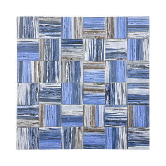 Majestic Naturale Dark Blue & Milky White & Light Grey Mixed Stone Pattern Porcelain Mosaic