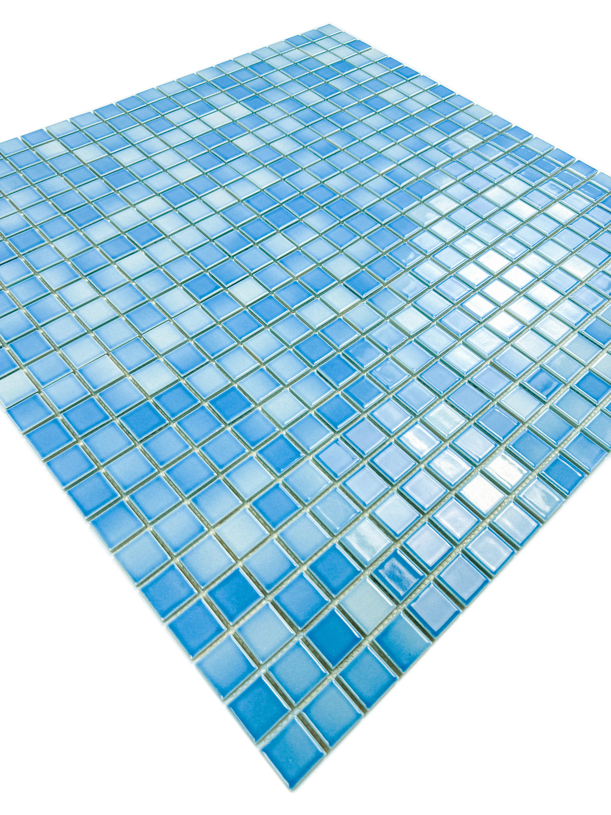 Midnight Splendor Series Light Blue Crystalline Glazed Porcelain Mosaic