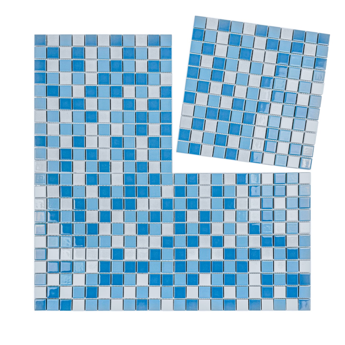 Azure Harmony Baby Blue & Light Blue & White Mixed Ordinary Glazed Porcelain Mosaic