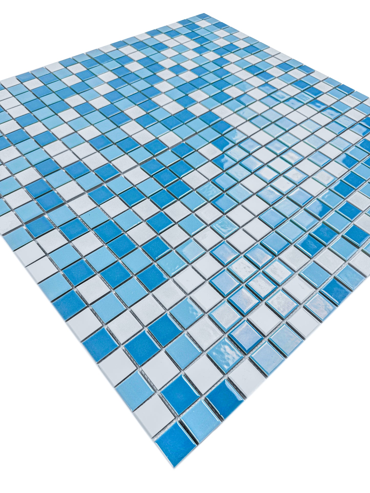 Azure Harmony Baby Blue & Light Blue & White Mixed Ordinary Glazed Porcelain Mosaic