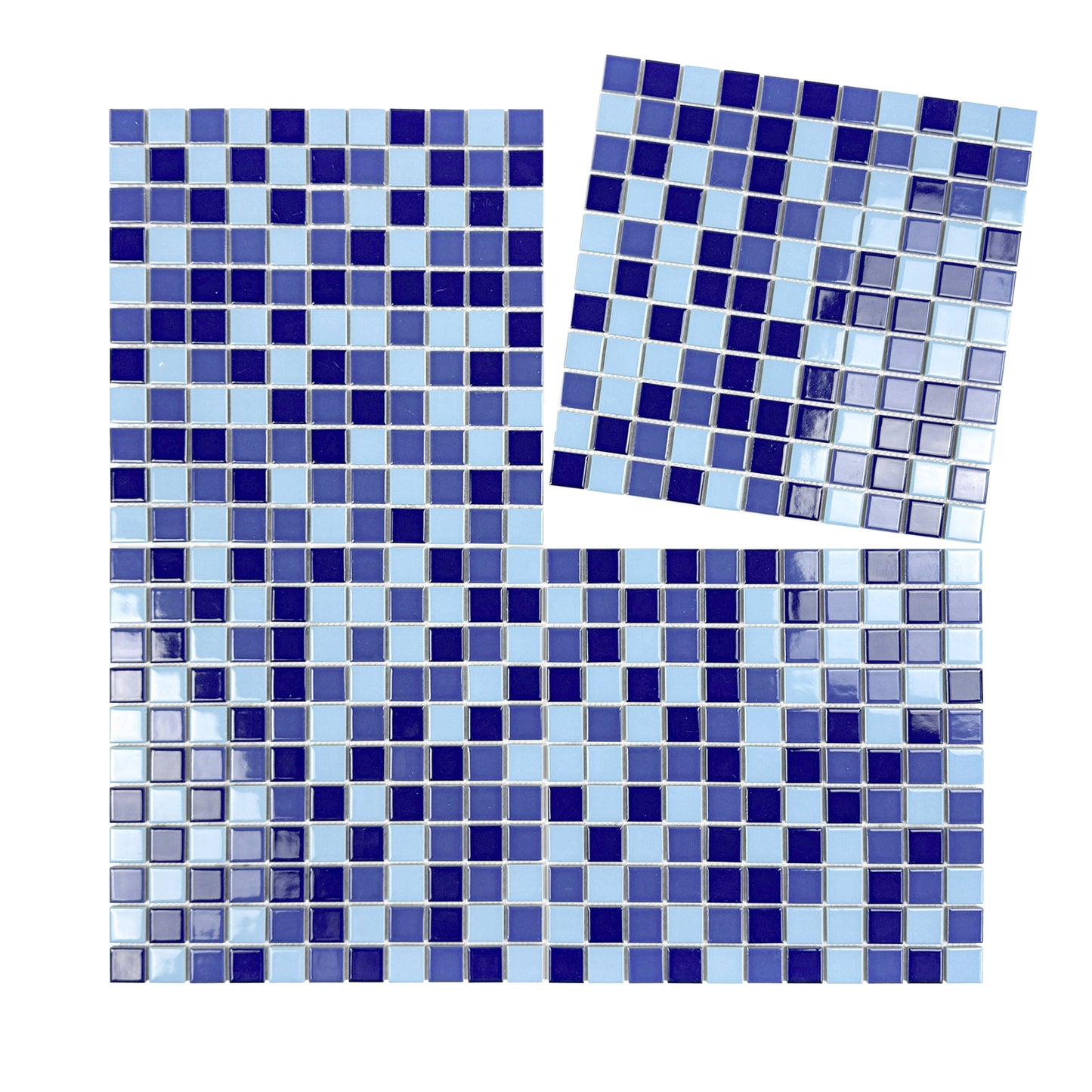 Azure Harmony Baby Blue & Navy Blue & Royal Blue Mixed Ordinary Glazed Porcelain Mosaic