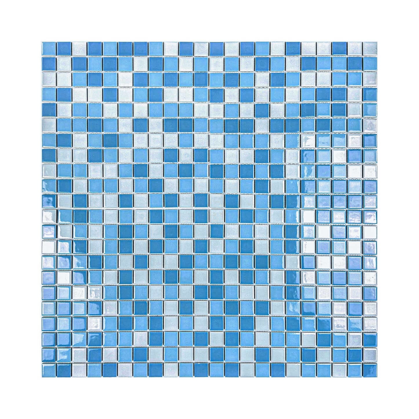 Azure Harmony Powder Blue &Baby Blue & Light Blue Mixed Ordinary Glazed Porcelain Mosaic