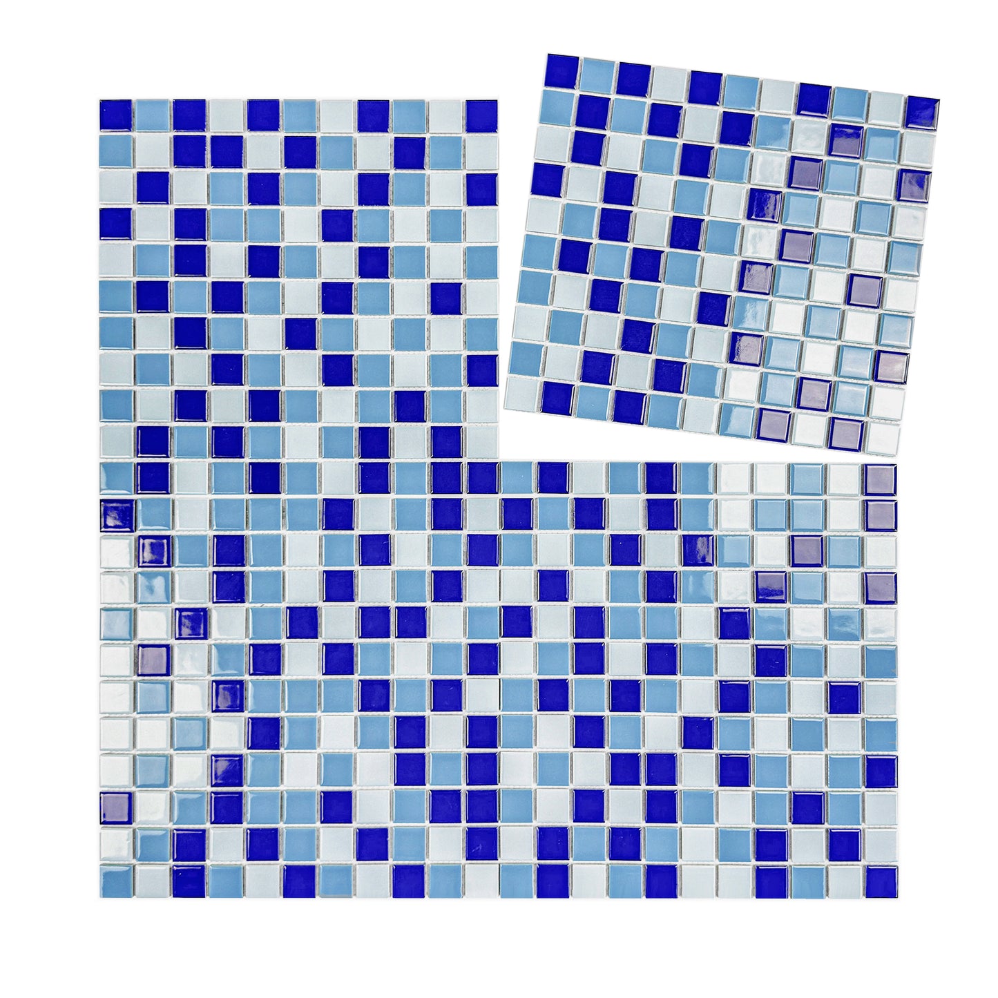 Azure Harmony Baby Blue & Powder Blue & Royal Blue Mixed Ordinary Glazed Porcelain Mosaic