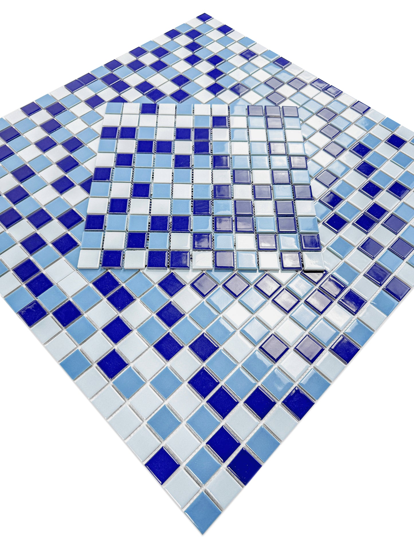Azure Harmony Baby Blue & Powder Blue & Royal Blue Mixed Ordinary Glazed Porcelain Mosaic