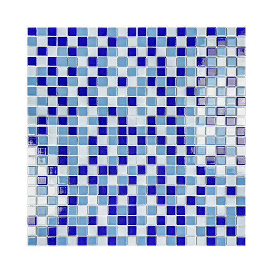 Azure Harmony Baby Blue & Powder Blue & Royal Blue Mixed Ordinary Glazed Porcelain Mosaic