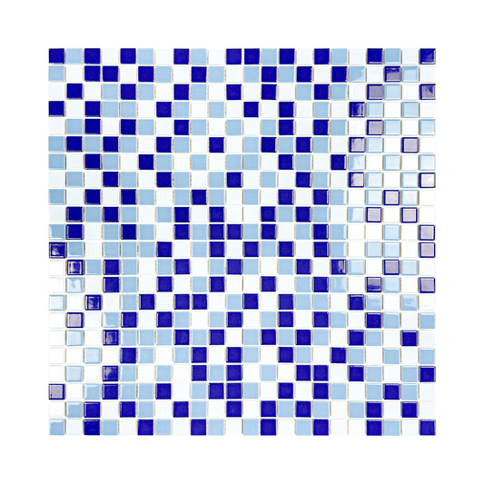 Azure Harmony Baby Blue & Powder Blue & Royal Blue Mixed Ordinary Glazed Porcelain Mosaic