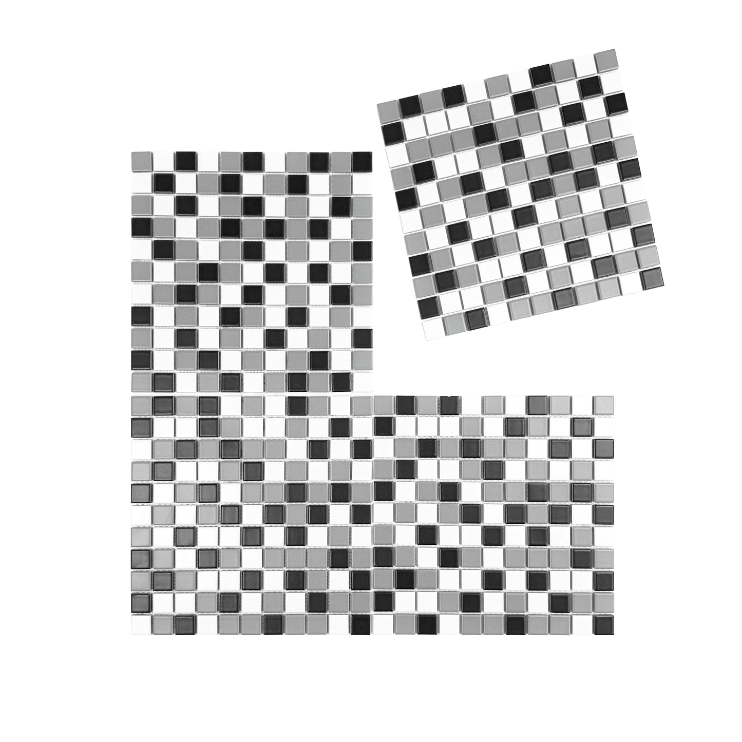 Azure Harmony Pewter Gray & Ash Gray& Warm White Ordinary Glazed Porcelain Mosaic