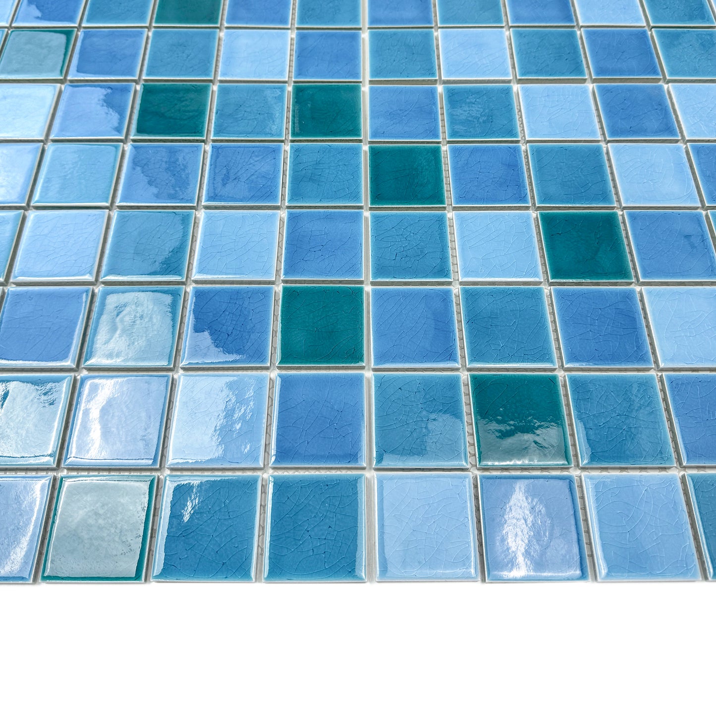Oceanic Opal Series Sky Blue & Ultra Marine Blue & Dark Blue Crackle Porcelain Mosaic