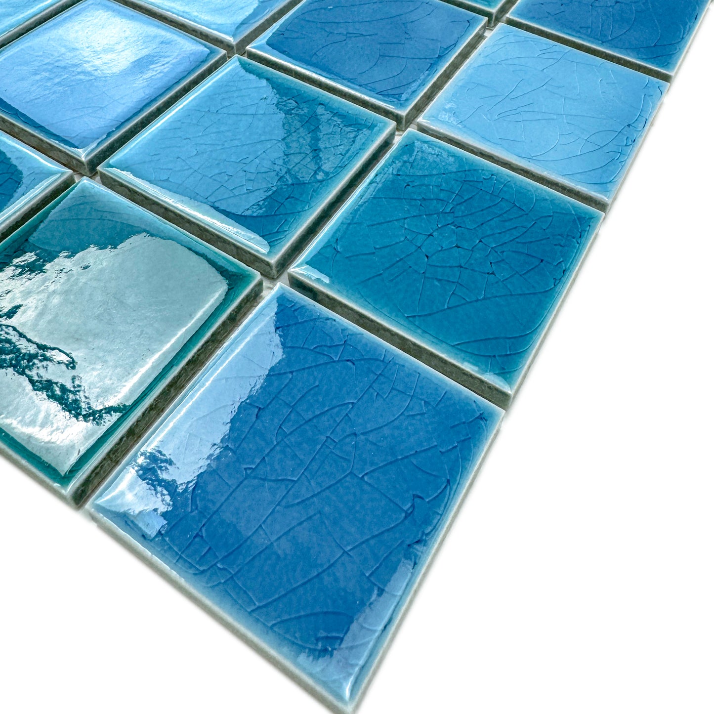 Oceanic Opal Series Sky Blue & Ultra Marine Blue & Dark Blue Crackle Porcelain Mosaic
