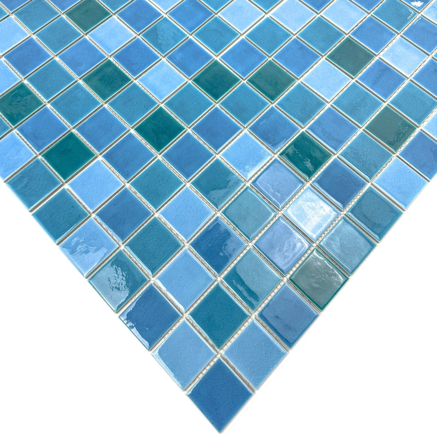 Oceanic Opal Series Sky Blue & Ultra Marine Blue & Dark Blue Crackle Porcelain Mosaic
