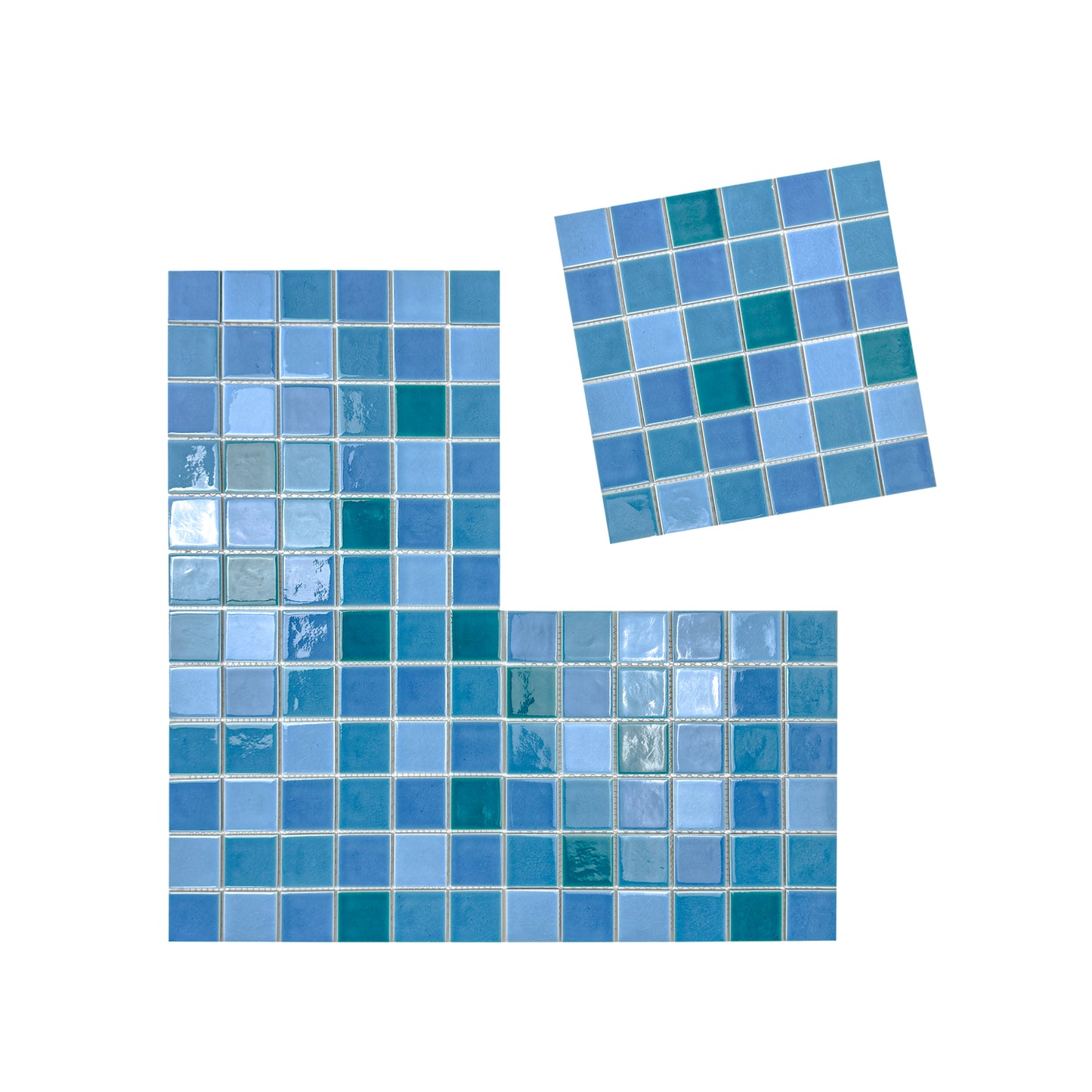 Oceanic Opal Series Sky Blue & Ultra Marine Blue & Dark Blue Crackle Porcelain Mosaic