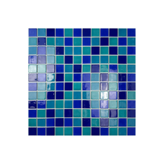 Oceanic Opal Series Tiffany Blue & Cyan Blue &Klein Blue & Indigo Blue Mixed Crackle Porcelain Mosaic