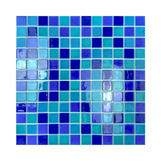 Oceanic Opal Series Tiffany Blue & Cyan Blue &Klein Blue & Indigo Blue Mixed Crackle Porcelain Mosaic