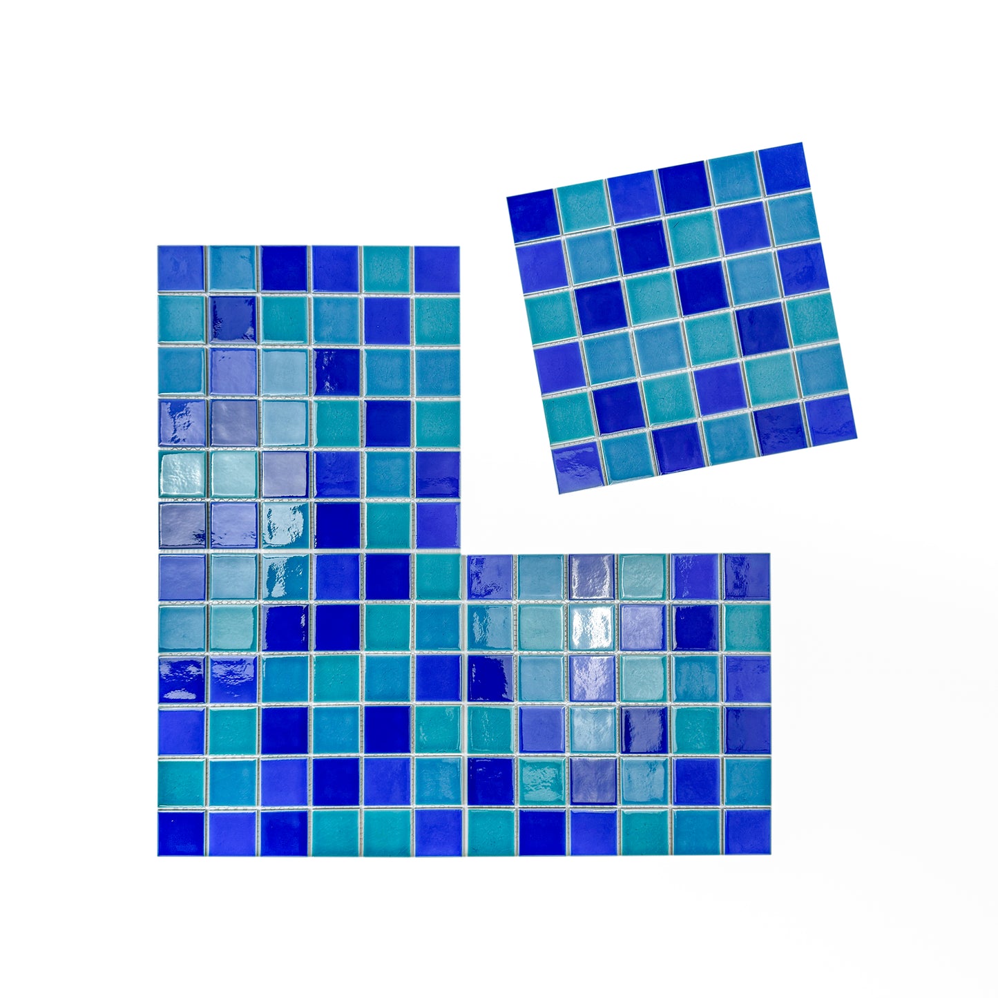 Oceanic Opal Series Tiffany Blue & Cyan Blue &Klein Blue & Indigo Blue Mixed Crackle Porcelain Mosaic