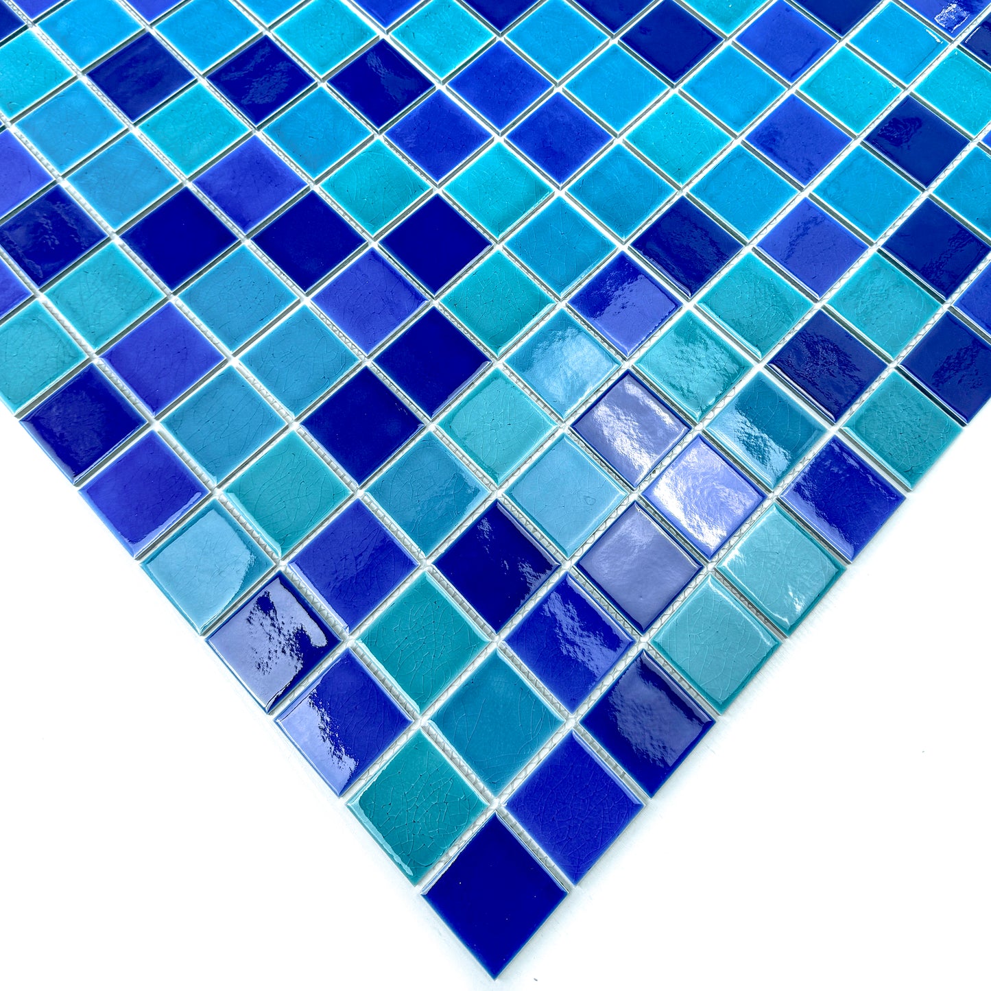 Oceanic Opal Series Tiffany Blue & Cyan Blue &Klein Blue & Indigo Blue Mixed Crackle Porcelain Mosaic