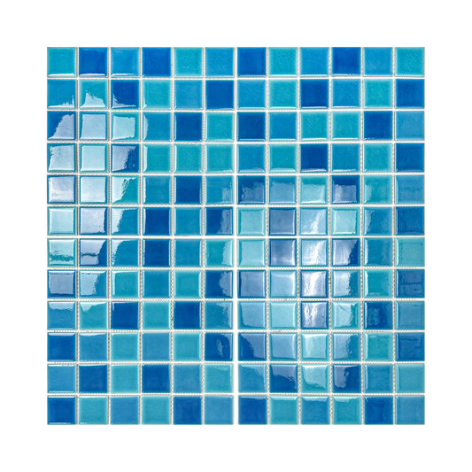 Oceanic Opal Series Cyan Blue & Navy Blue & Ultra Marine Blue Mixed Crackle Porcelain Mosaic