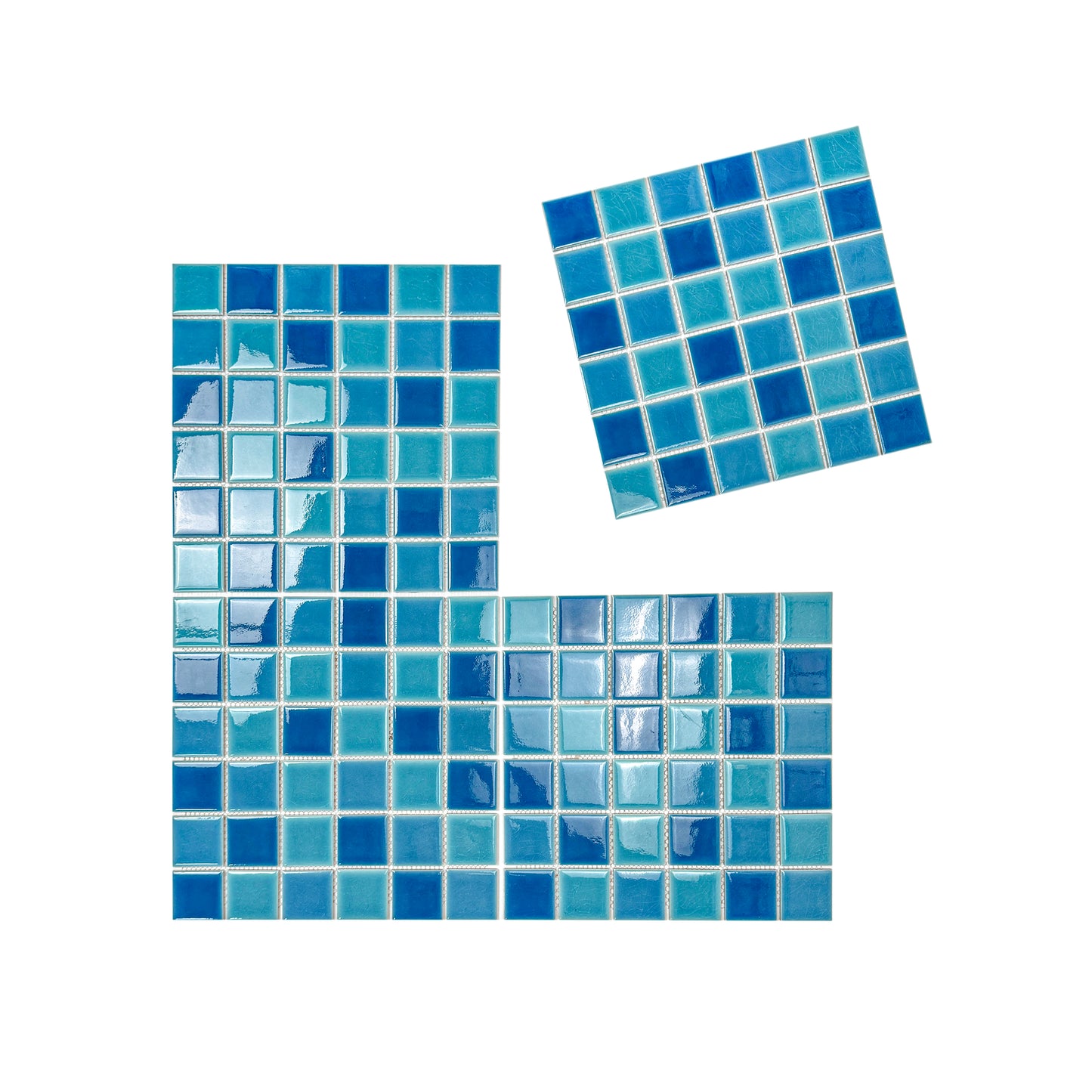 Oceanic Opal Series Cyan Blue & Navy Blue & Ultra Marine Blue Mixed Crackle Porcelain Mosaic