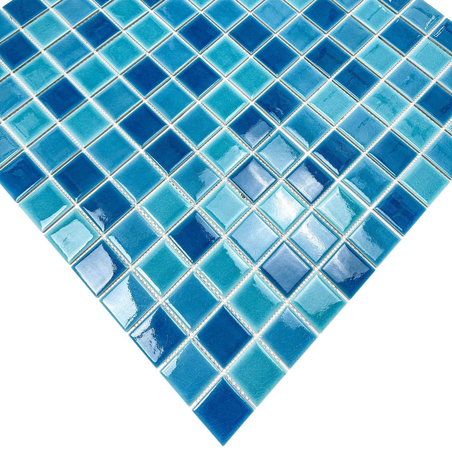 Oceanic Opal Series Cyan Blue & Navy Blue & Ultra Marine Blue Mixed Crackle Porcelain Mosaic