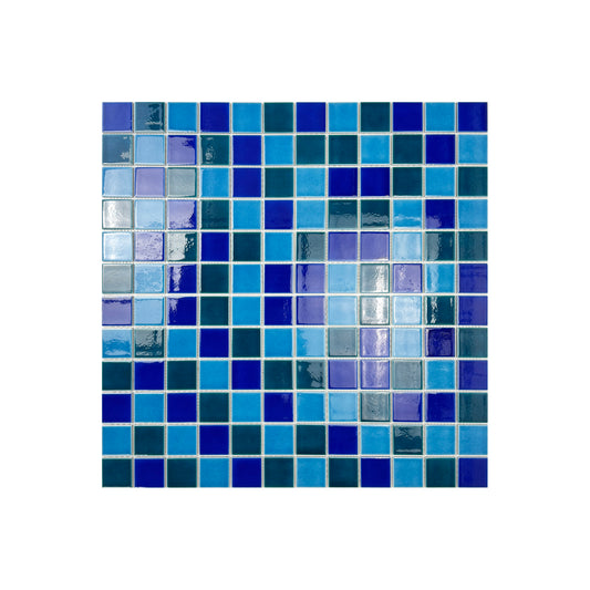 Oceanic Opal Series Cyan Blue & Navy Blue& Sapphire Blue Mixed Crackle Porcelain Mosaic