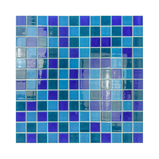 Oceanic Opal Series Cyan Blue & Navy Blue& Sapphire Blue Mixed Crackle Porcelain Mosaic