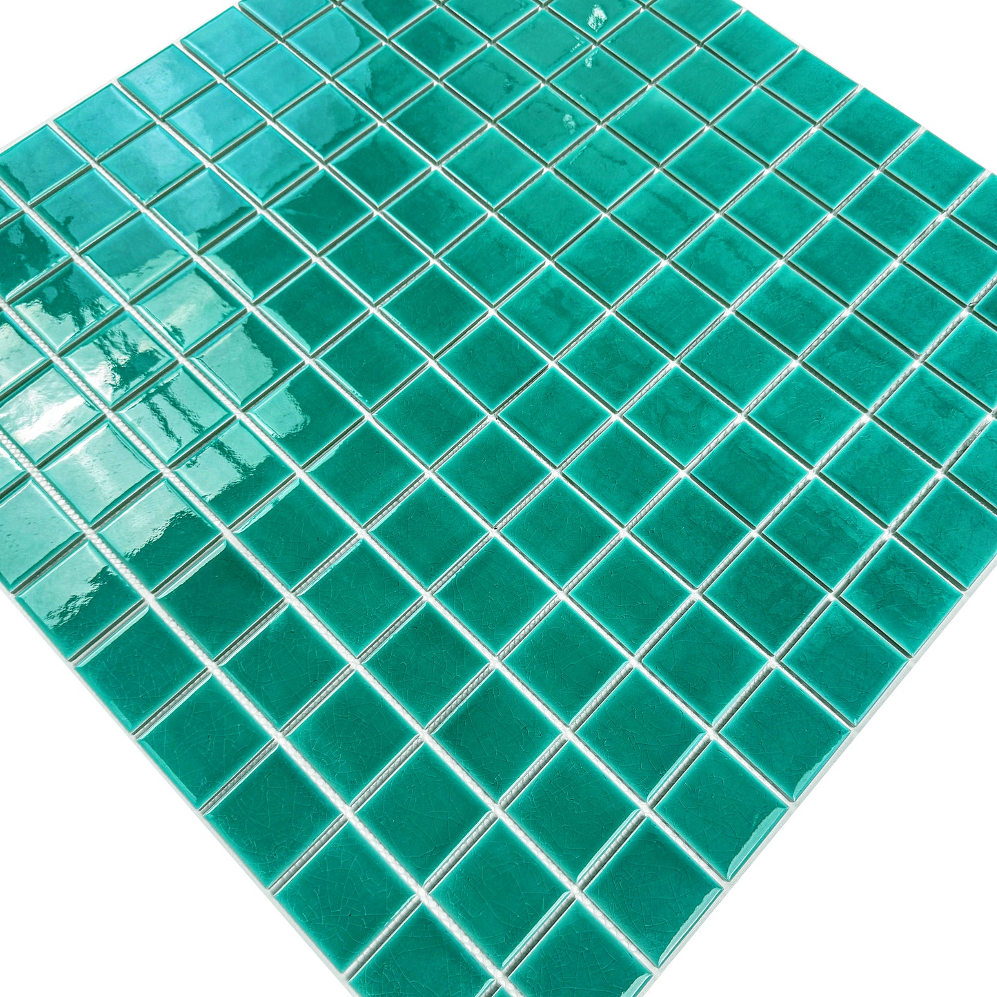 Oceanic Opal Series Tiffany Blue Crackle Porcelain Mosaic