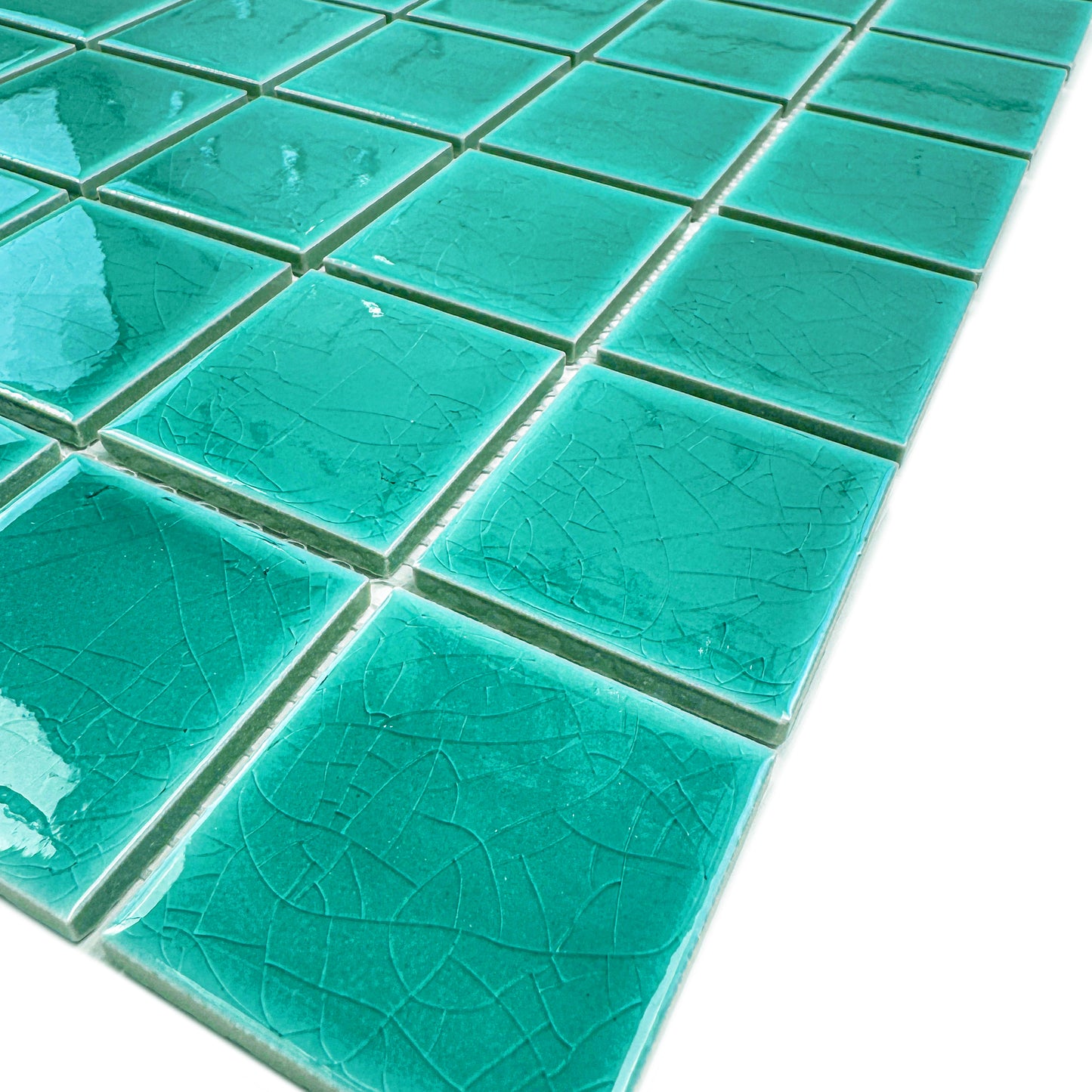 Oceanic Opal Series Tiffany Blue Crackle Porcelain Mosaic