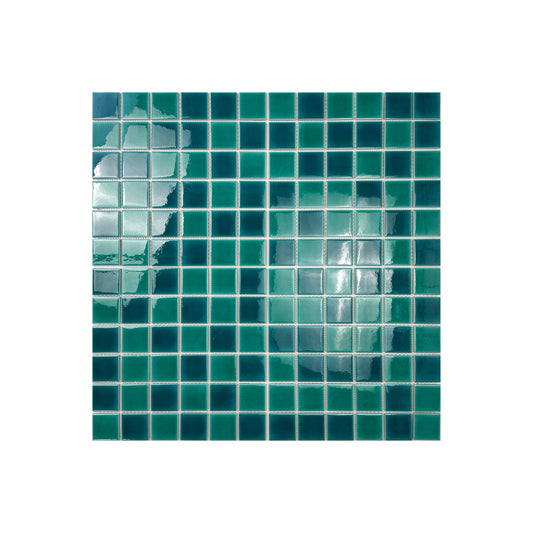 Oceanic Opal Series Tiffany Blue And Teal Blue Mixed Crackle Porcelain Mosaic