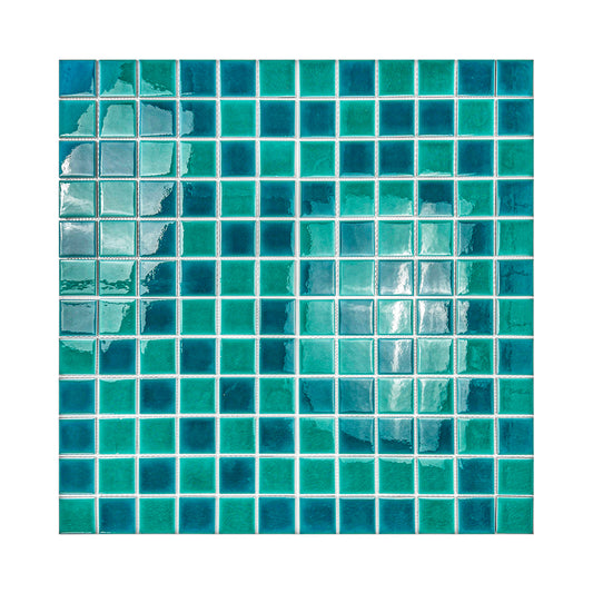 Oceanic Opal Series Tiffany Blue And Teal Blue Mixed Crackle Porcelain Mosaic