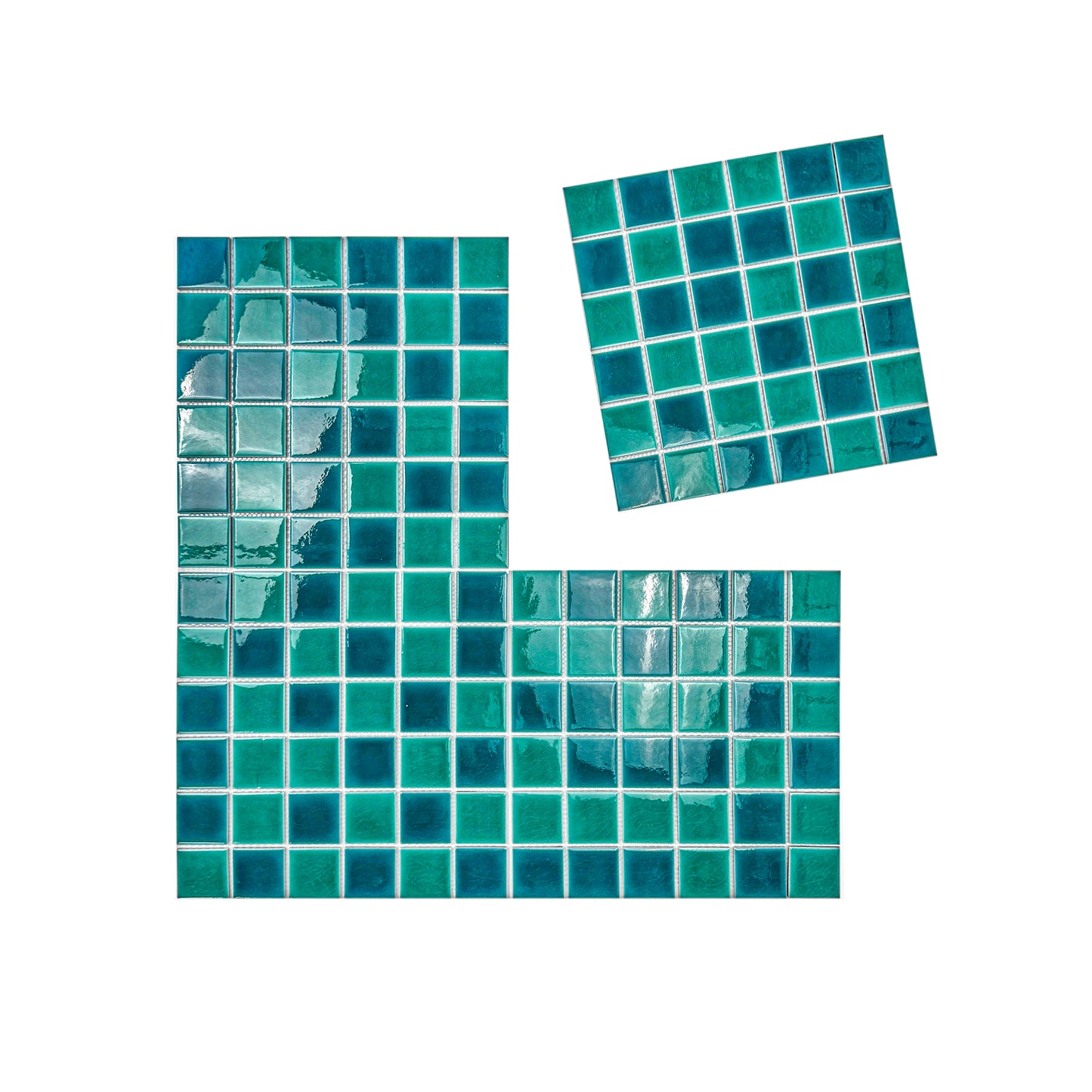 Oceanic Opal Series Tiffany Blue And Teal Blue Mixed Crackle Porcelain Mosaic