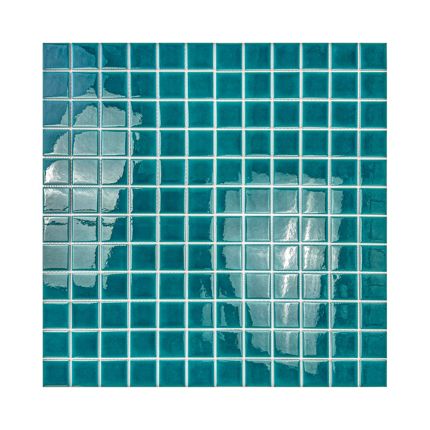 Oceanic Opal Series Teal Blue Crackle Porcelain Mosaic